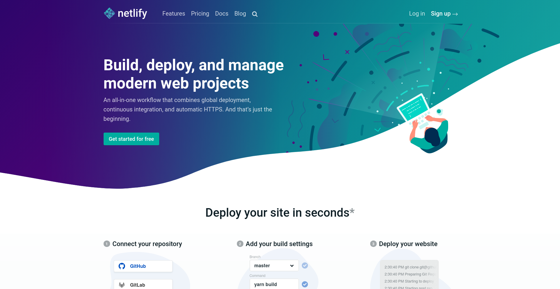 netlify home page